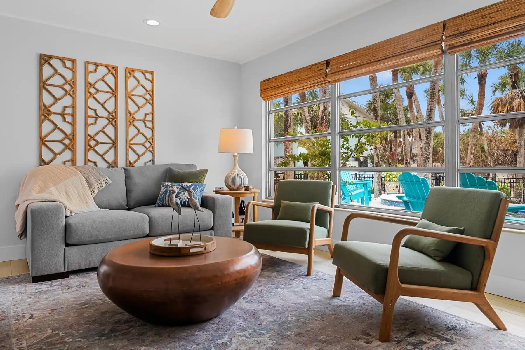 Living room overlooking the pool.