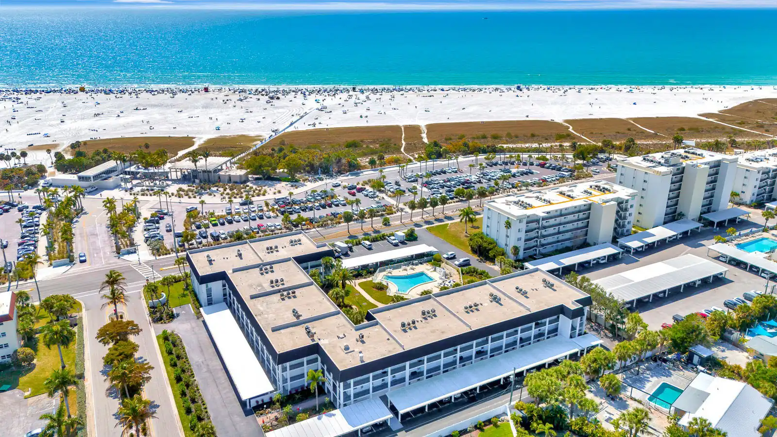 Steps to Siesta Beach – Poolside 2BR Condo